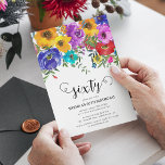 Ljusa och feta Blommigtar 60:e födelsedagen Inbjudningar<br><div class="desc">60-åriga inbjudningar till blommigten med både ljus och fetstil som kan anpassas för alla åldrar. I designen finns kalligrafiskript med text,  handmålade vattenfärgblommor med grönt blad och en klassisk födelsedagsmall för elegant som är enkel att anpassa.</div>