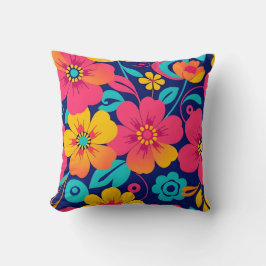Ljusa och feta Retro Flowers-Dopamin Stil Kudde