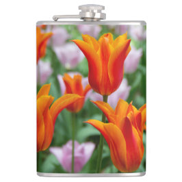 Ljusa orange-tulpaner i parken fickplunta