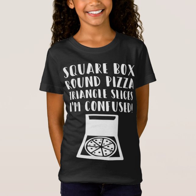 Ljusa Pizza Square Box Round Pizza-Triangle Slices T Shirt (Framsida)