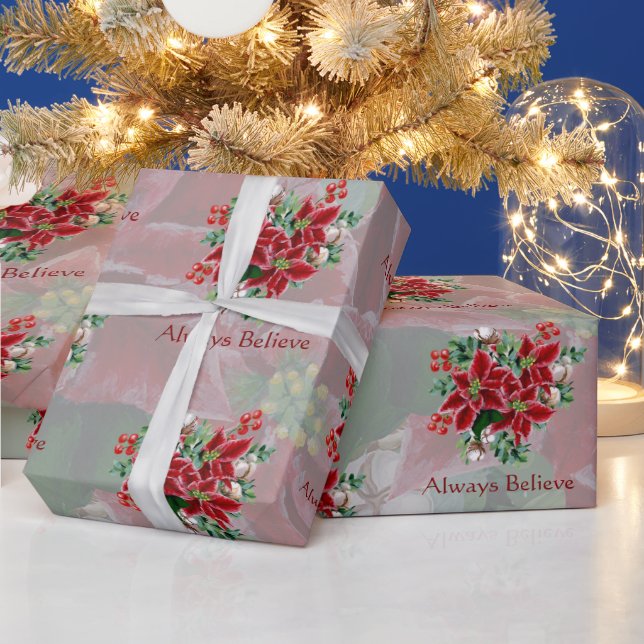 Ljusa poinsettior och anpassningsbar jul presentpapper (Helgdagar)