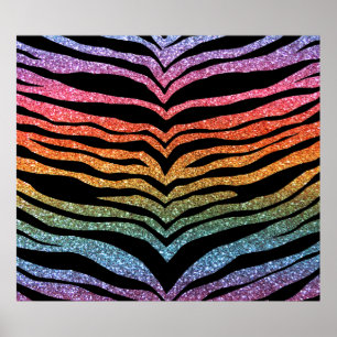 Ljusa randar för regnbågeglittertiger poster