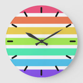 Ljusa regnbågerandar stor klocka