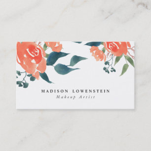 Ljusa röd rosblommor för vattenfärg visitkort