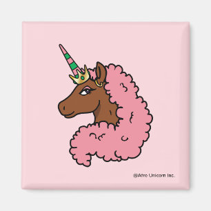 Ljusa rosa Afro Unicorn Magnet