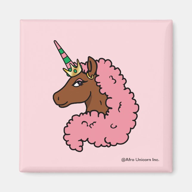 Ljusa rosa Afro Unicorn Magnet (Framsidan)
