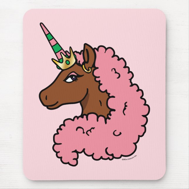 Ljusa rosa Afro Unicorn Musmatta (Framsidan)