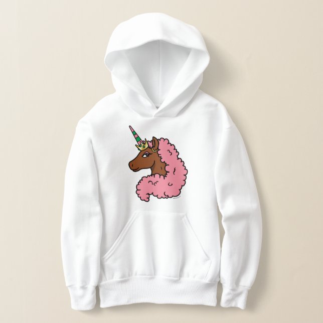 Ljusa rosa Afro Unicorn T Shirt (Laydown)
