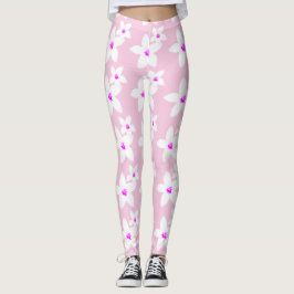Ljusa rosa Blommigt Leggings