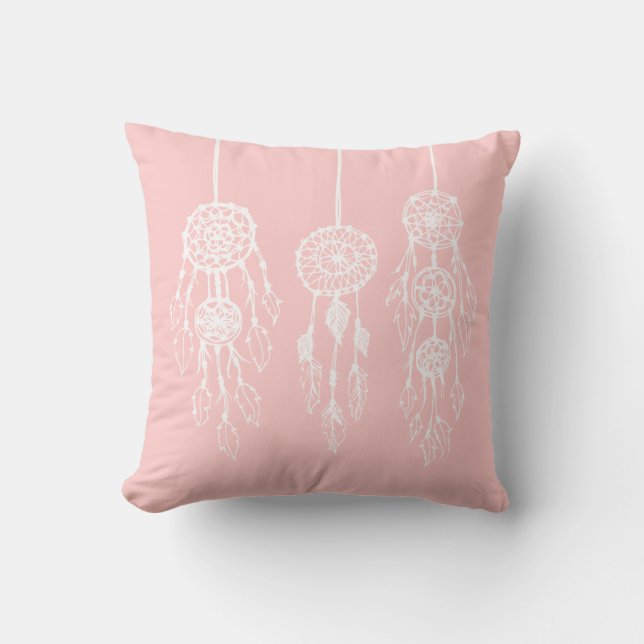 Ljusa rosa bohemiska Dreamcatchers Kudde (Framsida)