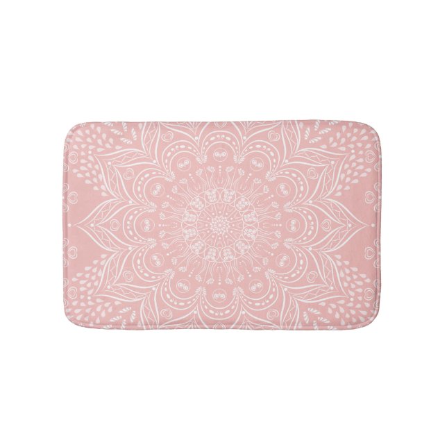 Ljusa rosa Boho Stil Mandala Mönster Badrumsmatta (Framsidan)