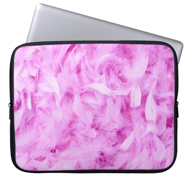 Ljusa rosa fjädrar laptop sleeve (Framsidan)