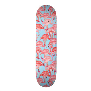 Ljusa rosa Flamingos på blått Mini Skateboard Bräda 18,7 Cm