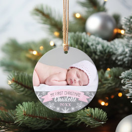 Ljusa rosa Flicka-foto, första jul