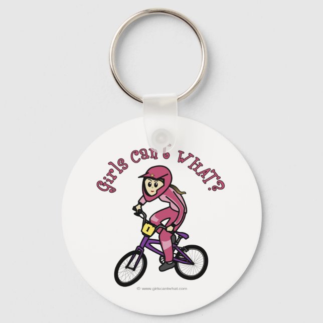 Ljusa rosa flickor BMX Nyckelring (Framsida)