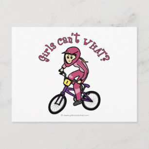 Ljusa rosa flickor BMX Vykort