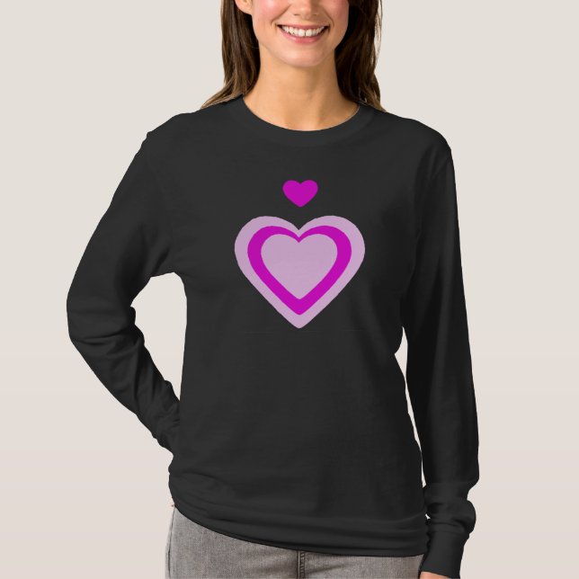 LJUSA ROSA FUCHSIA-HJÄRTOR T-SHIRT (Framsida)