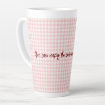 Ljusa rosa Gingham Mönster Latte Mugg