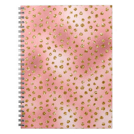 Ljusa rosa Glitter Polka dots och Guld Glam Anteckningsbok