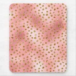 Ljusa rosa Glitter Polka dots och Guld Glam Musmatta