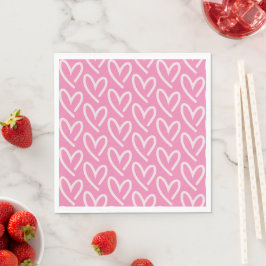 Ljusa rosa Hearts Pappersservett