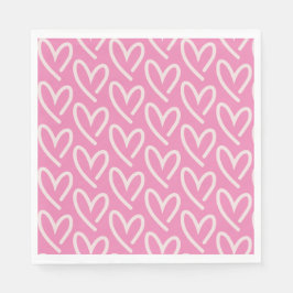 Ljusa rosa Hearts Pappersservett