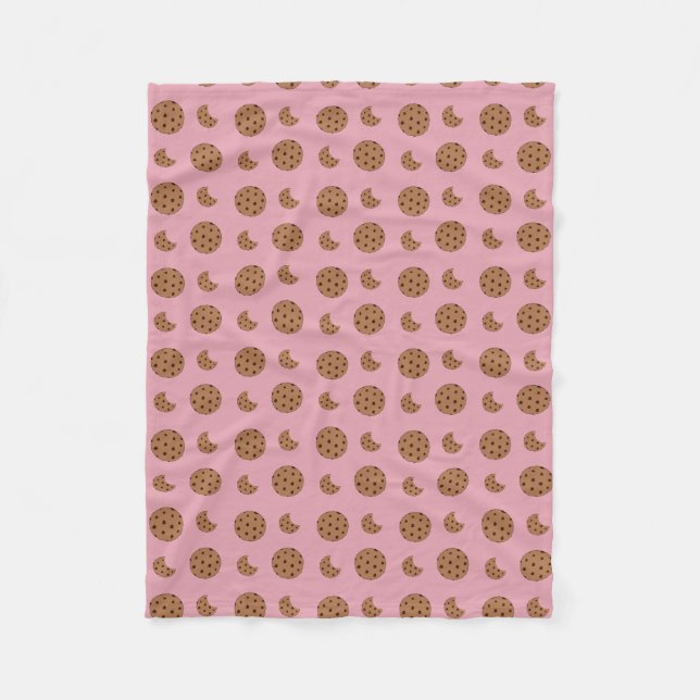 Ljusa rosa kakor av choklad chip-bitor fleecefilt (Framsidan)