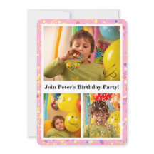 Ljusa rosa konfetti anpassningsbara foton och text