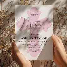 Ljusa rosa Kor-baptism-inbjudan