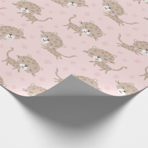 Ljusa rosa leoparder och fotavtryck presentpapper