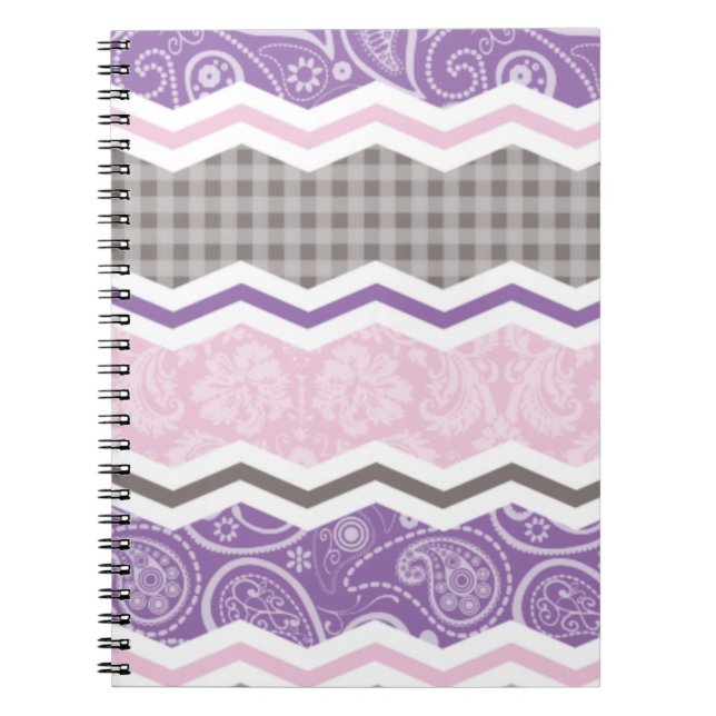 Ljusa rosa, Lila och Taupe Land Mönster Anteckningsbok Med Spiral (Framsidan)