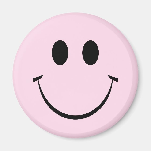 Ljusa rosa Lycklig Ansikte Magnet (Framsidan)