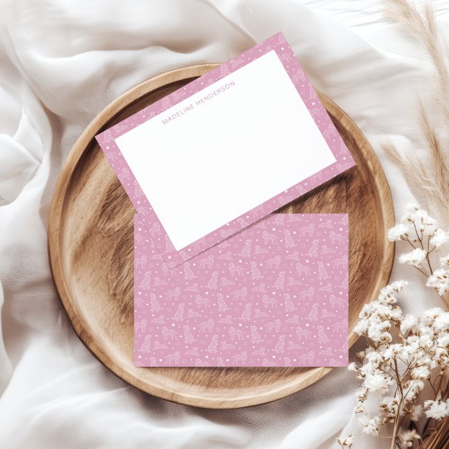Ljusa rosa monogram för  konstellationer för viska anteckningskort (Skapare uppladdad)