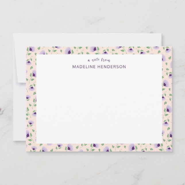 Ljusa rosa Monogram för sunnelblommor av vimisk Li Anteckningskort (Framsida)