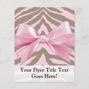 Ljusa rosa och bruna Zebra w/ Ribbon Bow Flygblad