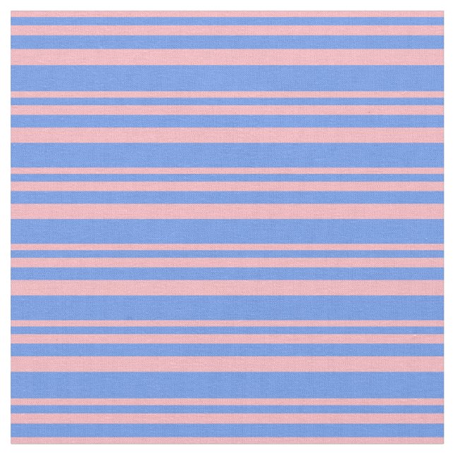 Ljusa rosa och Cornblomma Blue Rand Tyg (Närbild)