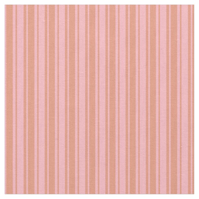 Ljusa rosa och Mörk Salmon Mönster i Rand Tyg (Närbild)
