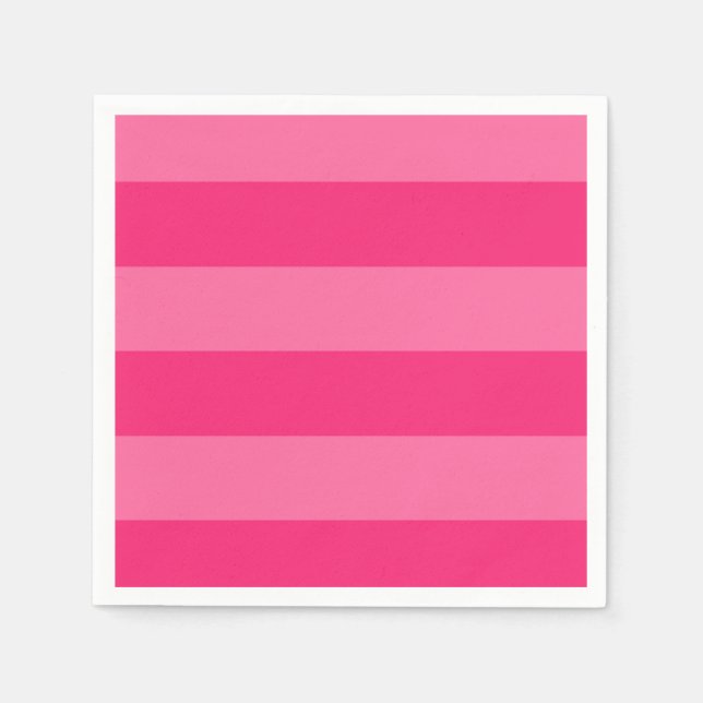 Ljusa rosa och Shock rosa Rand Pappersservett (Framsidan)