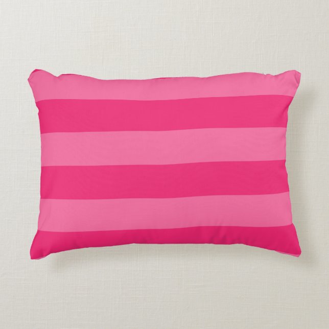 Ljusa rosa och Shock rosa Rand Prydnadskudde (Framsidan)