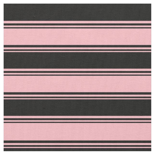 Ljusa rosa och svarta Linjer/Rand Mönster Tyg (Närbild)