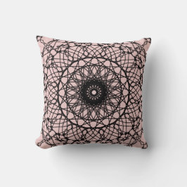 Ljusa rosa och svarta Mandala Dekorativ kudde