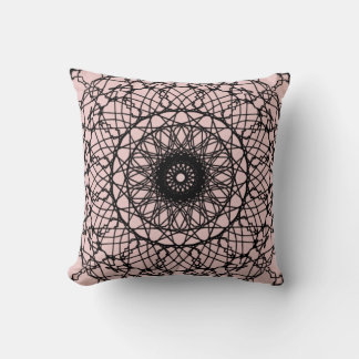 Ljusa rosa och svarta Mandala Dekorativ kudde