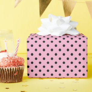 Ljusa rosa och svarta Polka dots Presentpapper