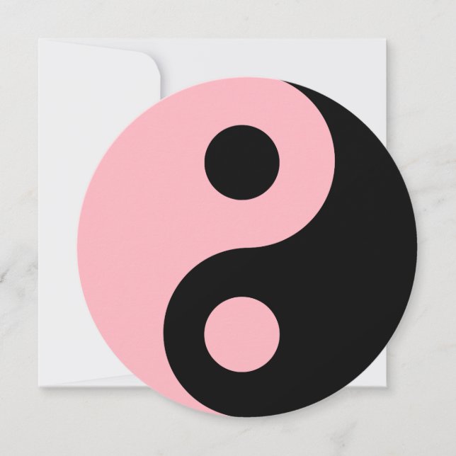 Ljusa rosa och svarta Yin Yang Symbol Birthday Inbjudningar (Framsida)