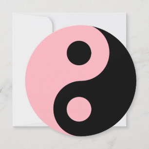 Ljusa rosa och svarta Yin Yang Symbol Birthday Inbjudningar