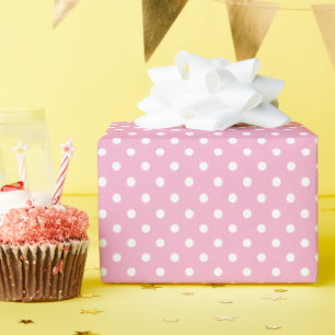 Ljusa rosa och vita Polka dots Presentpapper