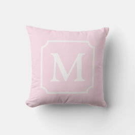 Ljusa rosa och vita tonade monogram Cabana Kudde