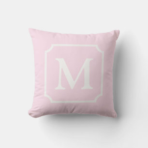 Ljusa rosa och vita tonade monogram Cabana Kudde