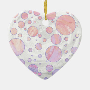 Ljusa rosa Polka Dot Mönster Julgransprydnad Keramik