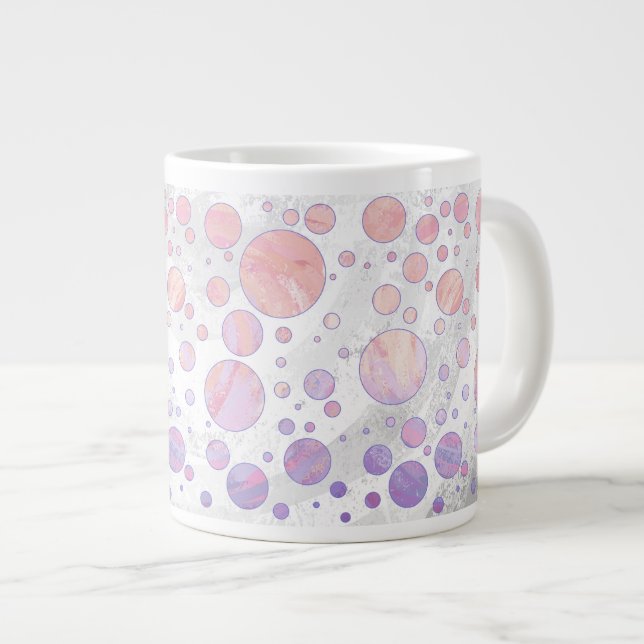 Ljusa rosa Polka Dot Mönster Jumbo Mugg (Framsida höger)